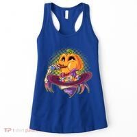 Funny Halloween Pumpkin Head Eating Candy Women's Tank Top thumb 0