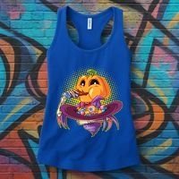 Funny Halloween Pumpkin Head Eating Candy Women's Tank Top thumb 3