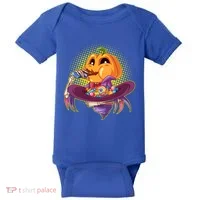 Funny Halloween Pumpkin Head Eating Candy Baby Bodysuit thumb 0