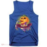 Funny Halloween Pumpkin Head Eating Candy Tank Top thumb 0