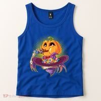 Funny Halloween Pumpkin Head Eating Candy Tank Top thumb 2