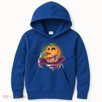 Funny Halloween Pumpkin Head Eating Candy Kids Hoodie thumb 0