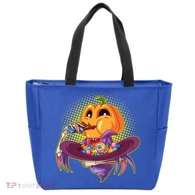 Funny Halloween Pumpkin Head Eating Candy Tote Bag