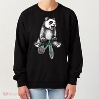 Funny Happy Panda On Bike Bicycle Women's Sweatshirt thumb 0