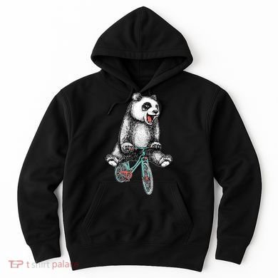 Funny Happy Panda On Bike Bicycle Hoodie