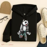 Funny Happy Panda On Bike Bicycle Hoodie thumb 4
