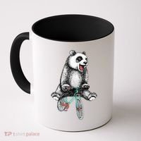 Funny Happy Panda On Bike Bicycle Coffee Mug thumb 0