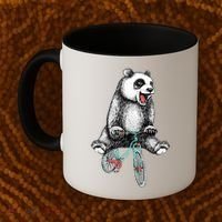 Funny Happy Panda On Bike Bicycle Coffee Mug thumb 2