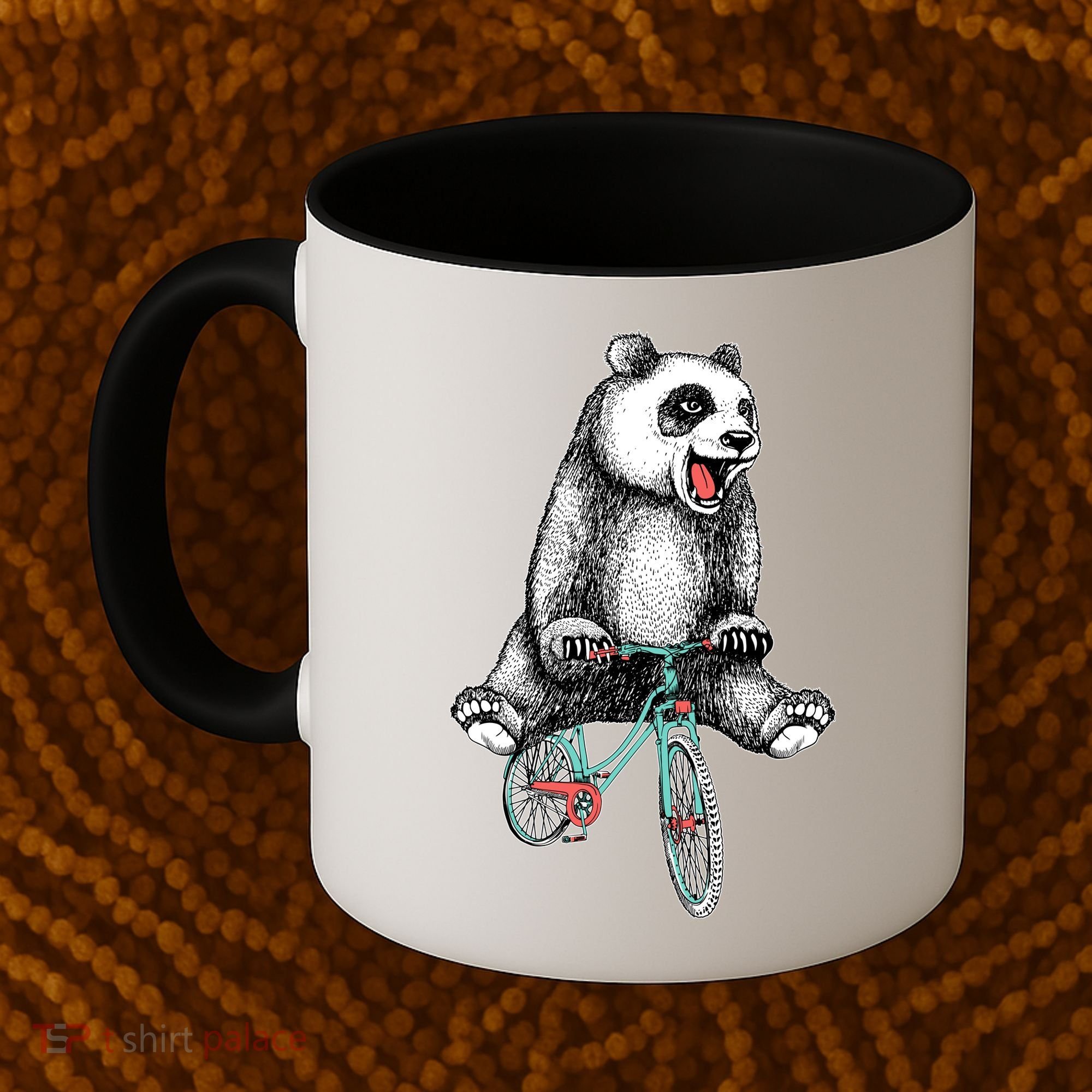 Funny Happy Panda On Bike Bicycle Coffee Mug