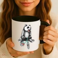 Funny Happy Panda On Bike Bicycle Coffee Mug thumb 3