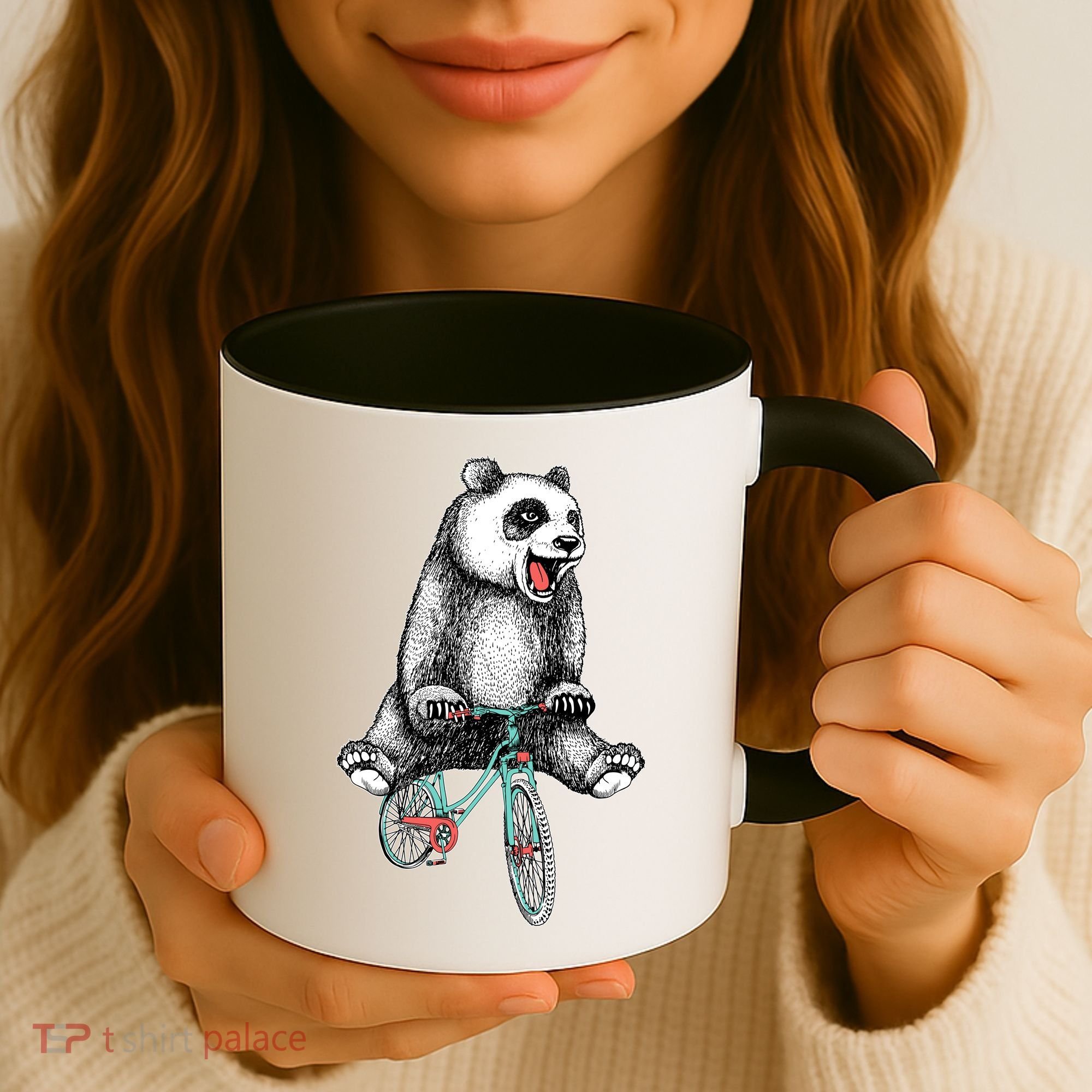 Funny Happy Panda On Bike Bicycle Coffee Mug