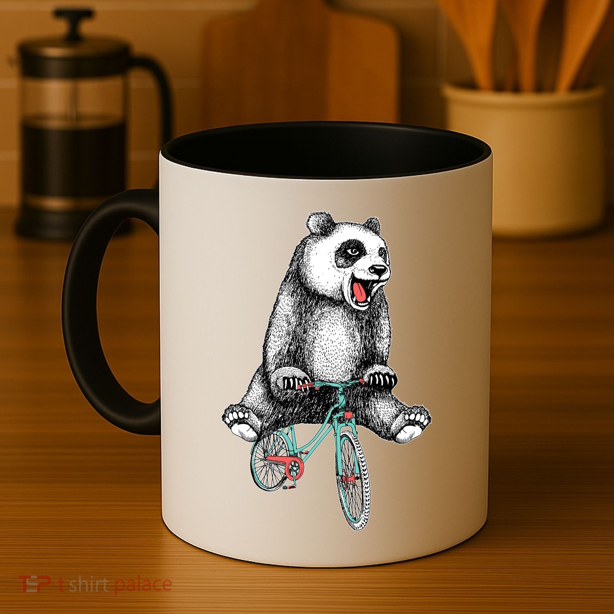 Funny Happy Panda On Bike Bicycle Coffee Mug