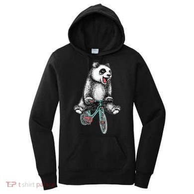 Funny Happy Panda On Bike Bicycle Women's Hoodie