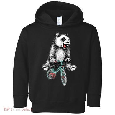 Funny Happy Panda On Bike Bicycle Toddler Hoodie