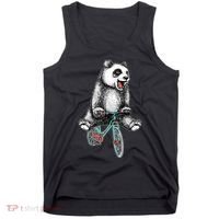 Funny Happy Panda On Bike Bicycle Tank Top thumb 0