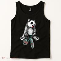Funny Happy Panda On Bike Bicycle Tank Top thumb 2