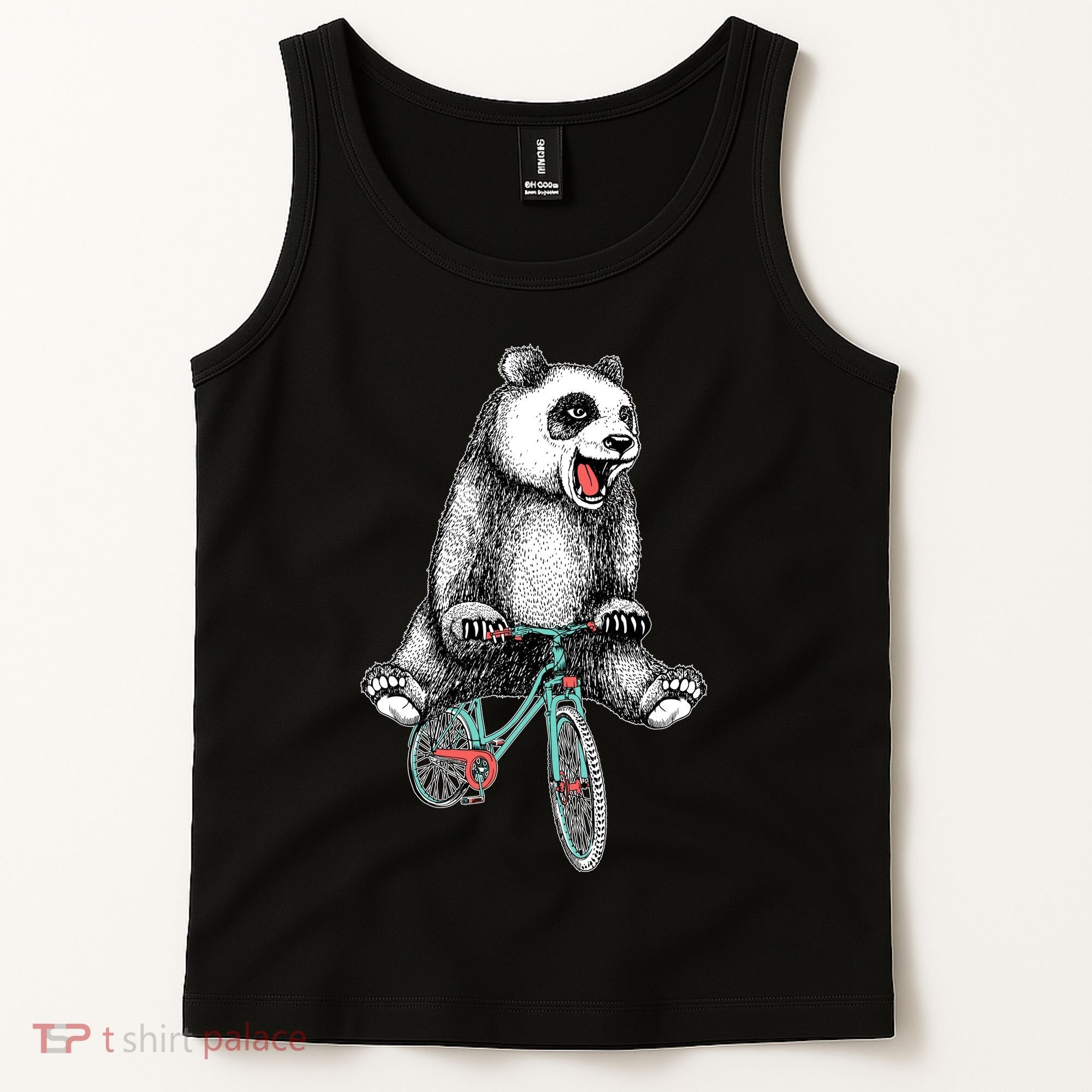 Funny Happy Panda On Bike Bicycle Tank Top