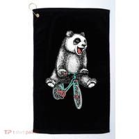 Funny Happy Panda On Bike Bicycle Golf Towel thumb 0