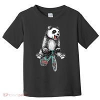Funny Happy Panda On Bike Bicycle Toddler T-Shirt thumb 0