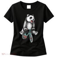 Funny Happy Panda On Bike Bicycle Women's T-Shirt thumb 0