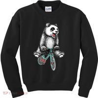 Funny Happy Panda On Bike Bicycle Kids Sweatshirt thumb 0