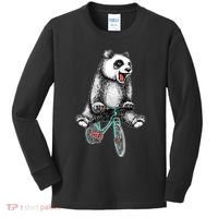 Funny Happy Panda On Bike Bicycle Kids Long Sleeve Shirt thumb 0