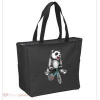 Funny Happy Panda On Bike Bicycle Tote Bag thumb 2