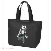 Funny Happy Panda On Bike Bicycle Tote Bag thumb 3
