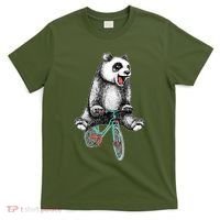 Funny Happy Panda On Bike Bicycle T-Shirt thumb 0