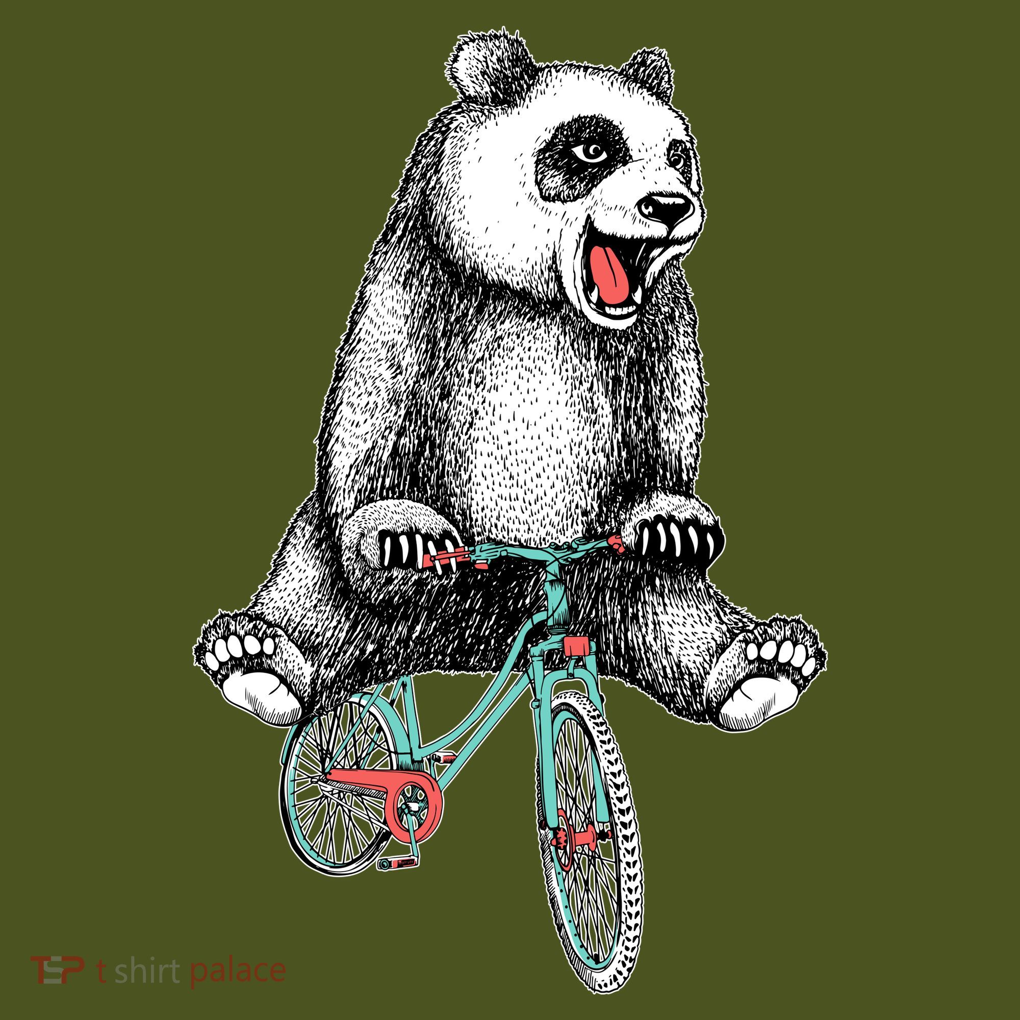 Funny Happy Panda On Bike Bicycle Mousepad