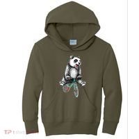 Funny Happy Panda On Bike Bicycle Kids Hoodie thumb 0