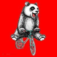 Funny Happy Panda On Bike Bicycle Santa Hat thumb 1