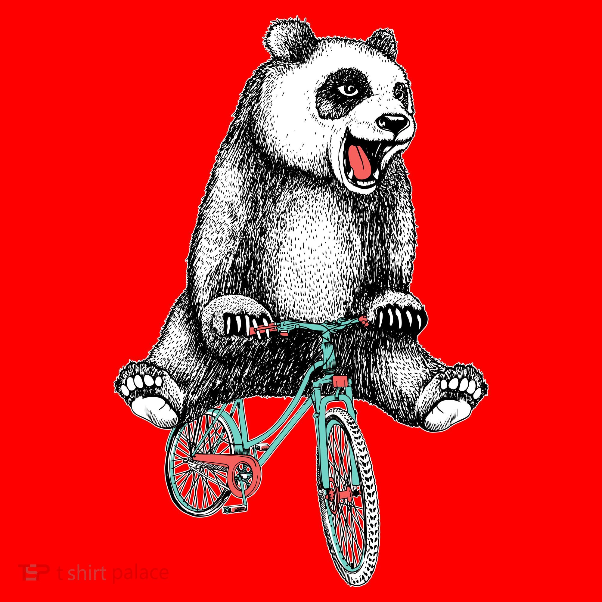 Funny Happy Panda On Bike Bicycle Santa Hat