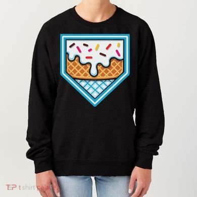 Funny Home Plate Drip Ice Cream Softball Baseball Women's Sweatshirt