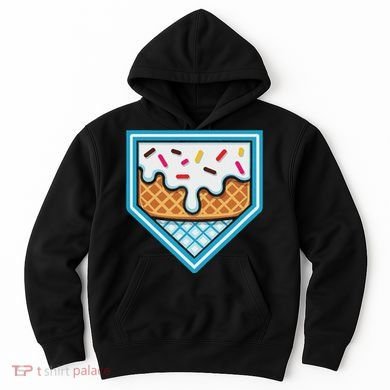 Funny Home Plate Drip Ice Cream Softball Baseball Hoodie