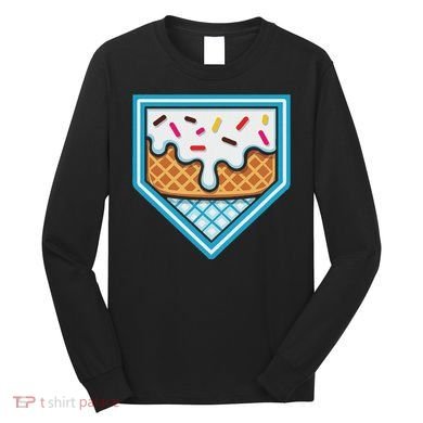 Funny Home Plate Drip Ice Cream Softball Baseball Long Sleeve Shirt