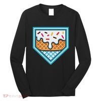 Funny Home Plate Drip Ice Cream Softball Baseball Long Sleeve Shirt thumb 0