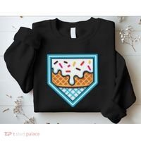 Funny Home Plate Drip Ice Cream Softball Baseball Sweatshirt thumb 2