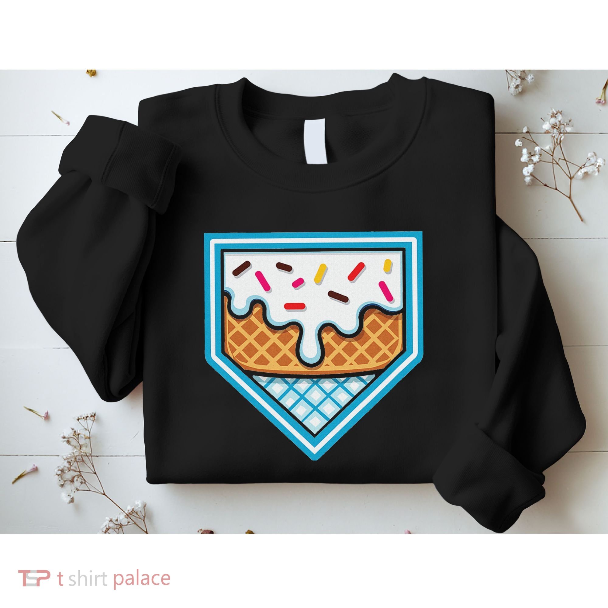 Funny Home Plate Drip Ice Cream Softball Baseball Sweatshirt