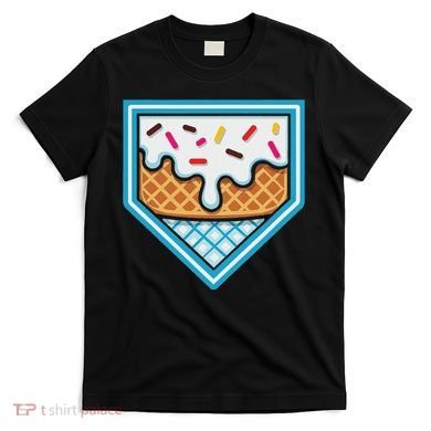 Funny Home Plate Drip Ice Cream Softball Baseball T-Shirt