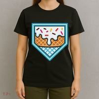 Funny Home Plate Drip Ice Cream Softball Baseball T-Shirt thumb 4
