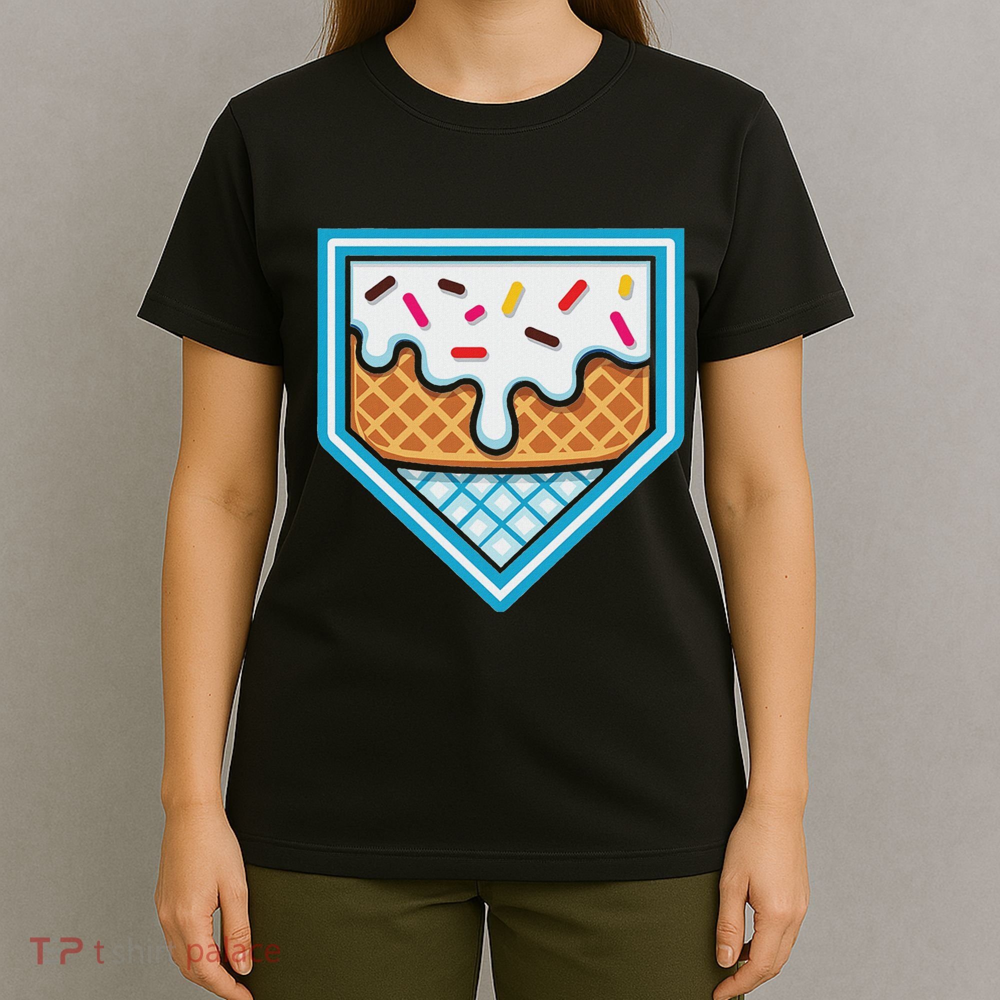 Funny Home Plate Drip Ice Cream Softball Baseball T-Shirt