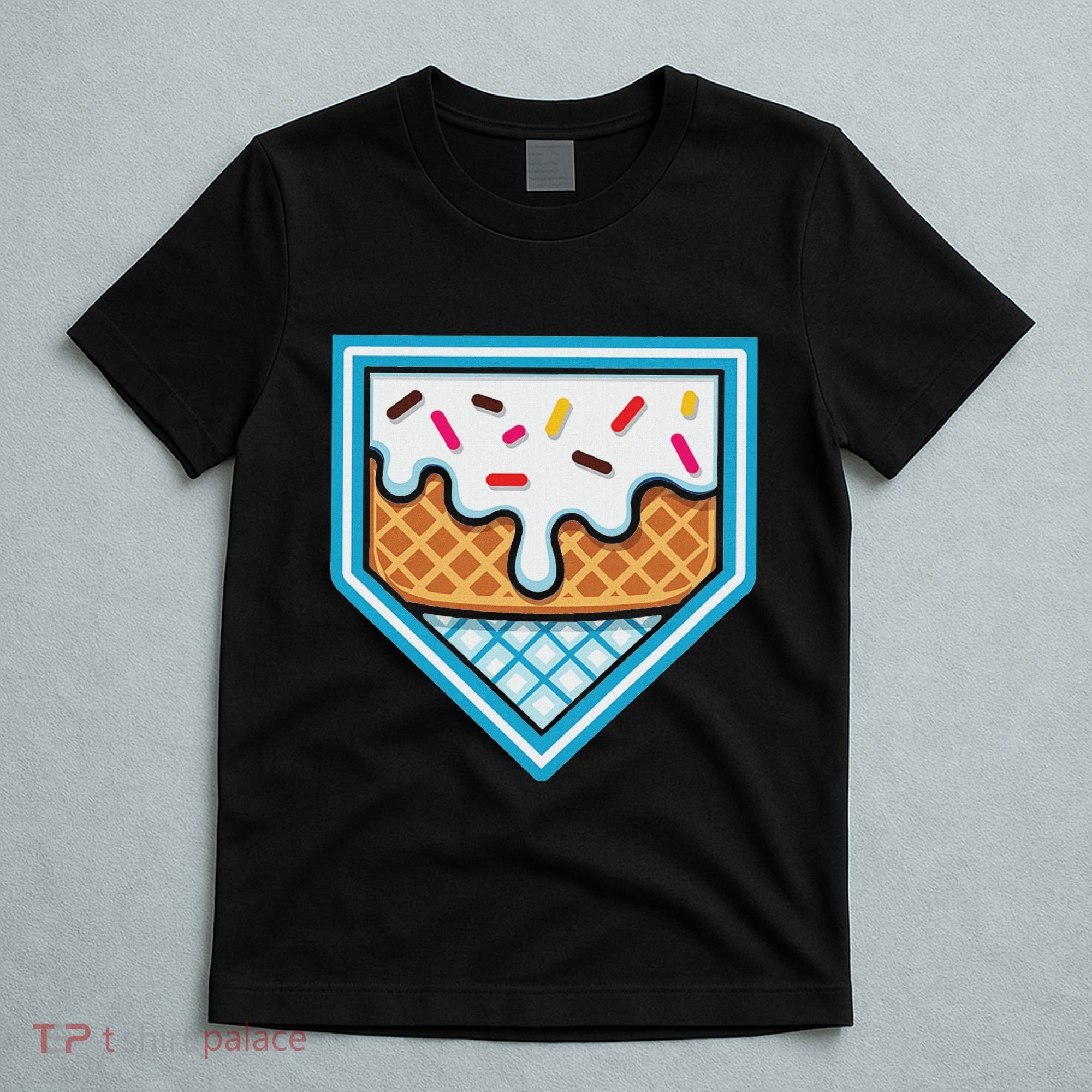 Funny Home Plate Drip Ice Cream Softball Baseball T-Shirt