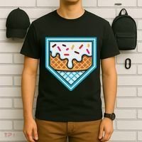 Funny Home Plate Drip Ice Cream Softball Baseball T-Shirt thumb 6