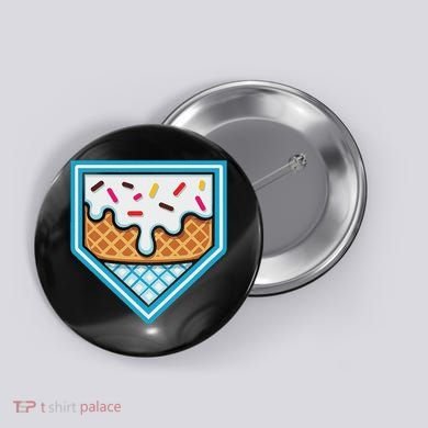 Funny Home Plate Drip Ice Cream Softball Baseball Button