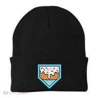 Funny Home Plate Drip Ice Cream Softball Baseball Beanie thumb 0