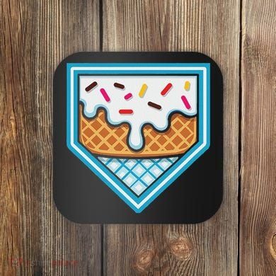 Funny Home Plate Drip Ice Cream Softball Baseball Coaster