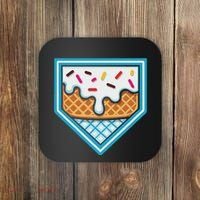 Funny Home Plate Drip Ice Cream Softball Baseball Coaster thumb 0