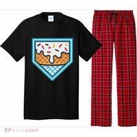 Funny Home Plate Drip Ice Cream Softball Baseball Pajama Set thumb 0