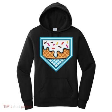 Funny Home Plate Drip Ice Cream Softball Baseball Women's Hoodie